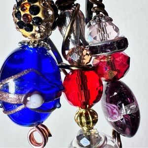 Collage beaded brooch Wire-Wrapped Saftey Pin, glass multicolored beads OOAK